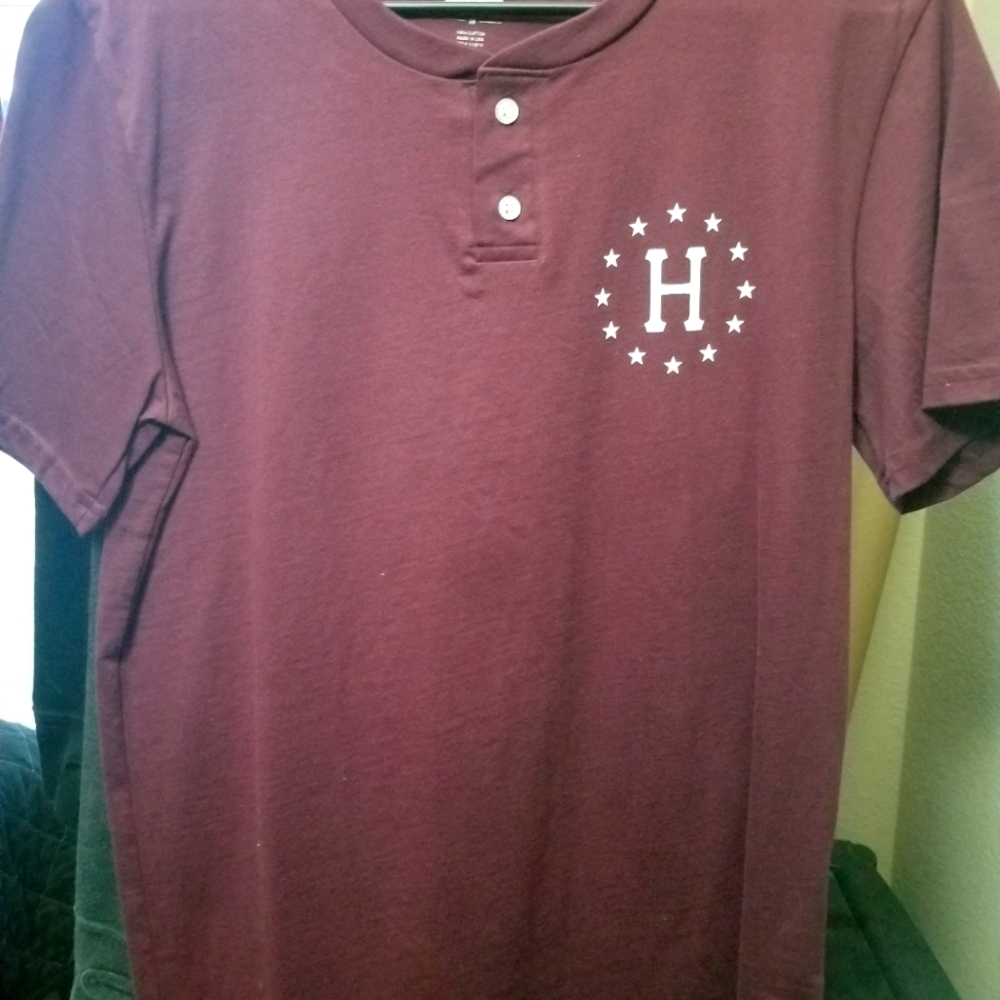 HUF button up t-shirt